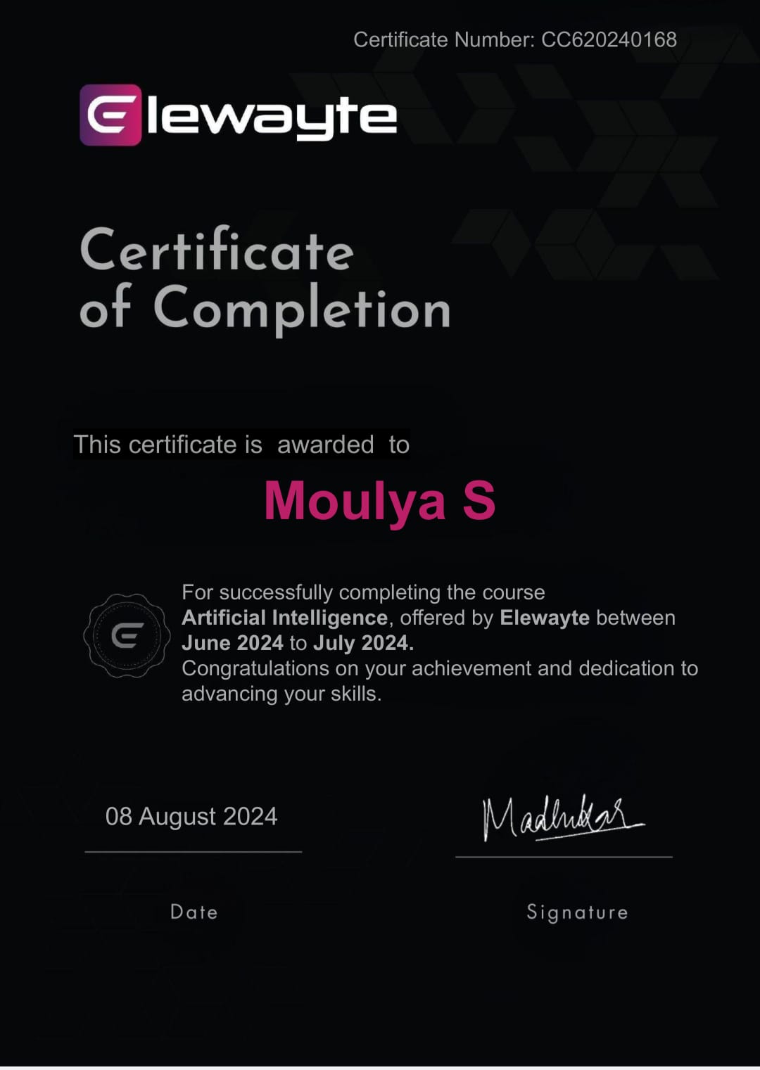 Artificial Intelligence Certificate Icon